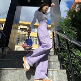 Tide, сиреневые джинсовые штаны для отдыха, оверсайз, свободный прямой крой