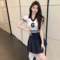 majealure suit dress skirt woman Summer Korean version Ocean Salt Can Sweet Little Fresher Age College Wind two sets