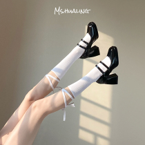 majealure white strap socks children cross calf socks spring summer thin half cylinder jk long drum midbarrel socks