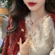 majealure womens clothing lace undershirt woman inside lap pure desire lace blouse spring dress 2022 early spring new wave