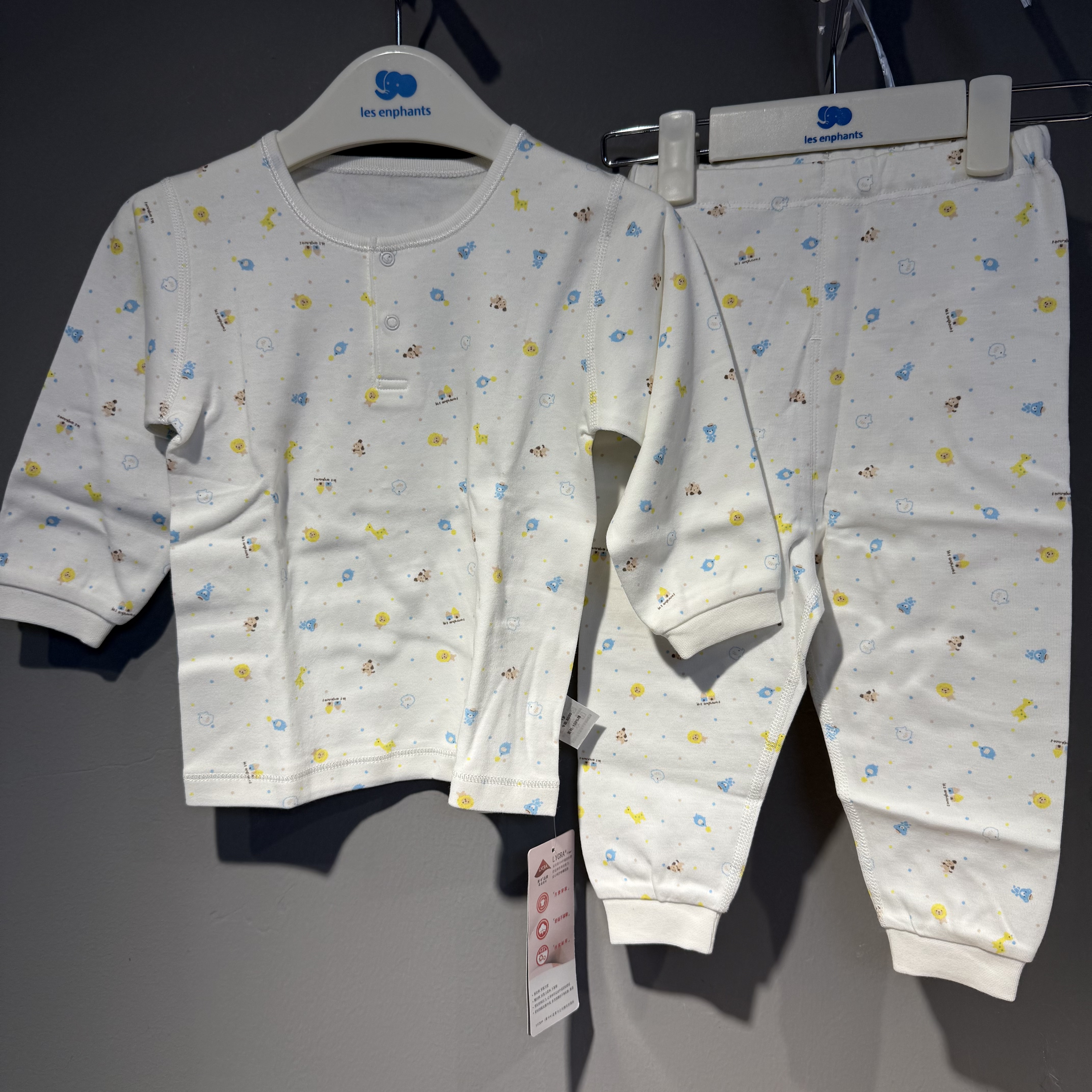 Liyingfang 子供用 春夏用 薄手コットン下着セット、秋服、2つボタンセット、エアコン対応服