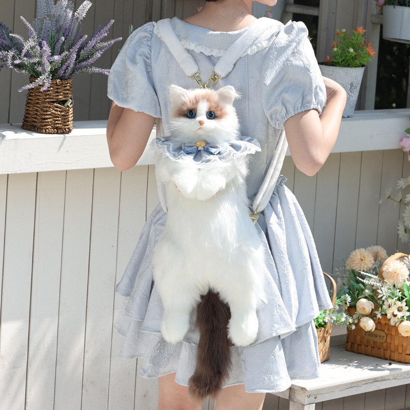 Christmas Birthday Gift Chongker Realistic Cat Plush Backpack Bag Pet Plush Toy Minimalist Ho Bag