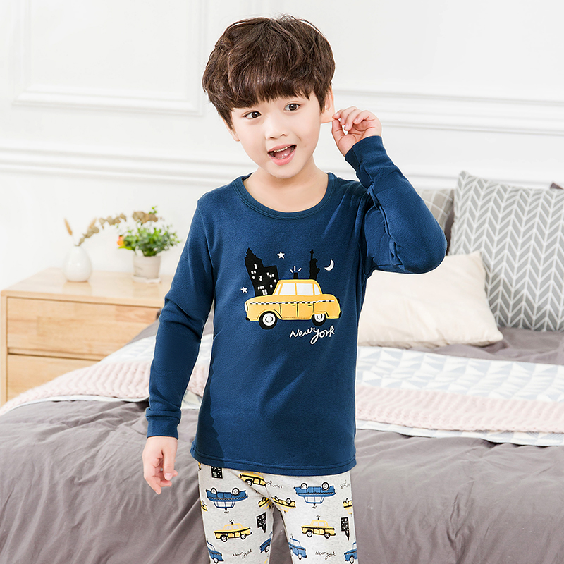 Trẻ em bông lót childrens mùa thu quần quần áo mùa thu thiết chàng trai trung niên trẻ em mùa thu cô gái mỏng pajama bông áo len.