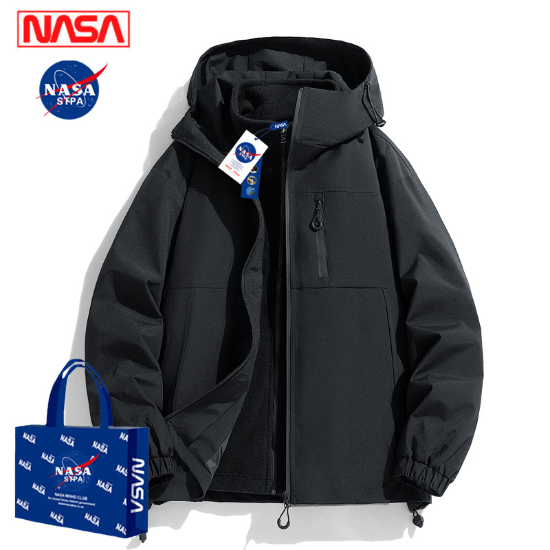 Nasa Jacket for Men and Women, Outdoor Three-In-One Detachable Windproof and Waterproof Spring and Autumn New Three-Proof Jacket for Men