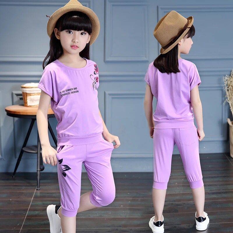 Children's Clothing Girls Summer Clothing 2021 New Suit Spring Children Foreign Pie Trendy Girls Clothes Great Children Sports Two Suits