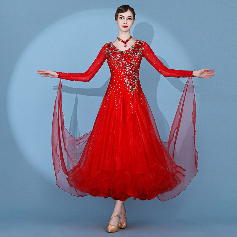 Menopausal fish Ji orders a Moden dance dress Waltz acting out of the S7087 national standard dance competition performance suit-Taobao