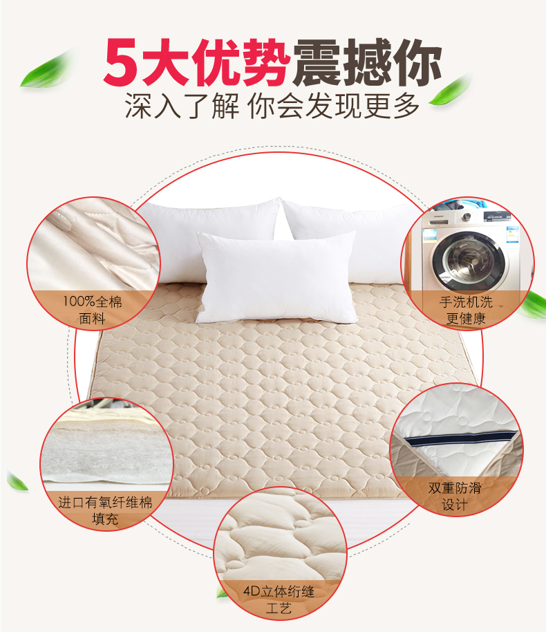 Kháng khuẩn chống mite cotton non-slip nệm bảo vệ mat tatami đôi 1.5 mỏng 1.8 m giường nệm mat được tùy chỉnh