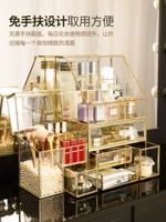 Стеклянная косметическая коробка для хранения, настольная помада для ухода за кожей, туалетный столик, легкий роскошный стиль