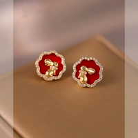 Sturbolea Праздничнный красный кролик, небольшие серьги, дизайнерский оберег на день рождения
