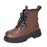Martens, демисезонные утепленные модные универсальные короткие сапоги, из натуральной кожи