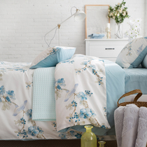 80 Egyptian cotton cotton tribute satin four-piece set 1 8m long-staple cotton cotton spring and autumn pastoral style American simple