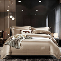 Italy imports Egypts long suede cotton salad with jacquard four sets of seven star level hotels All cotton pure cotton beds bedding