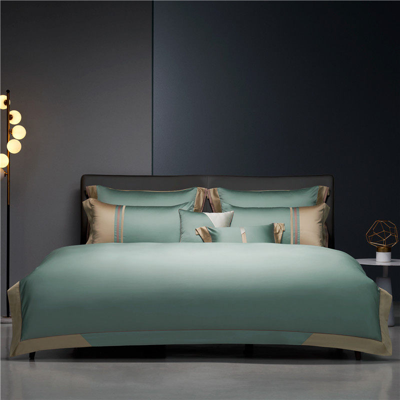 Luxury 140 Egyptian long chopper cotton four - piece simple wind page splice all cotton is set up five star hotel beverages