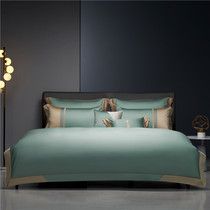 Luxury 140 Egyptian long-staple cotton four-piece set of simple style loose leaf splicing cotton quilt cover five-star hotel bedding