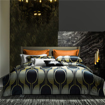 Italy imported 140 cotton-dyed jacquard four-piece European luxury high-grade cotton 1 8 bedding