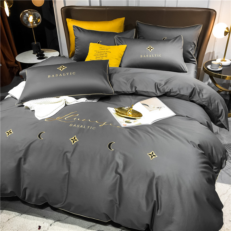 Upscale Jane about 140 long suede cotton four pieces Nordic wind pure cotton quilt cover light lavish embroidery full cotton bed bedding