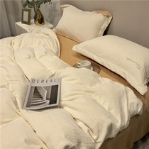 Imported Korean milk velvet four-piece three-dimensional carved double-sided velvet baby coral velvet autumn and winter warm bedding