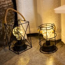 Led Wrought iron small bulb color lamp Net red Romantic room decoration Bedroom decoration hanging lamp Creative ins bedside lamp