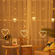 Love star curtains Colorful lights Flashing lights String lights Net red creative wall decoration Room layout Bedroom ins lighting