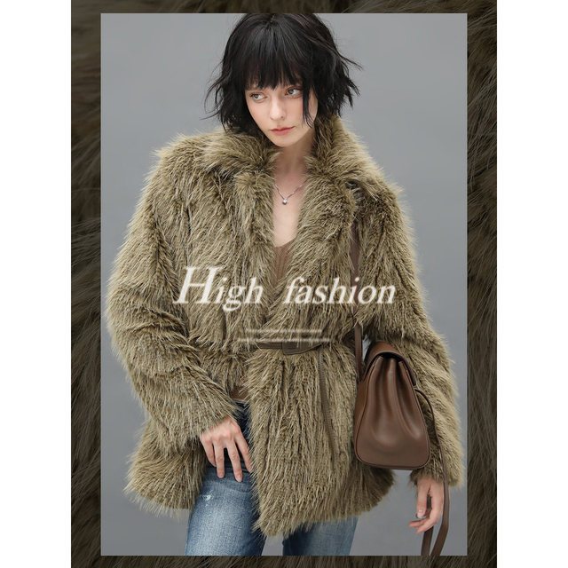 COCOBELLA ladylike fur coat ທີ່ເປັນມິດກັບສິ່ງແວດລ້ອມສໍາລັບແມ່ຍິງ plush coat ກັບສາຍແອວ SC552