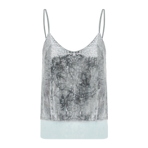 COCOBELLA tie-dye style sequin embroidered camisole womens mesh stitching slightly sexy V-neck top VT33