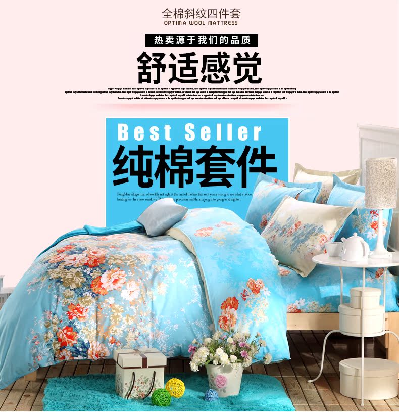 Nam Cực nam bông denim bông đám cưới công chúa phong cách tối giản ba mảnh giường chăn nữ lanh - Bộ đồ giường bốn mảnh chăn ga cao cấp luxury