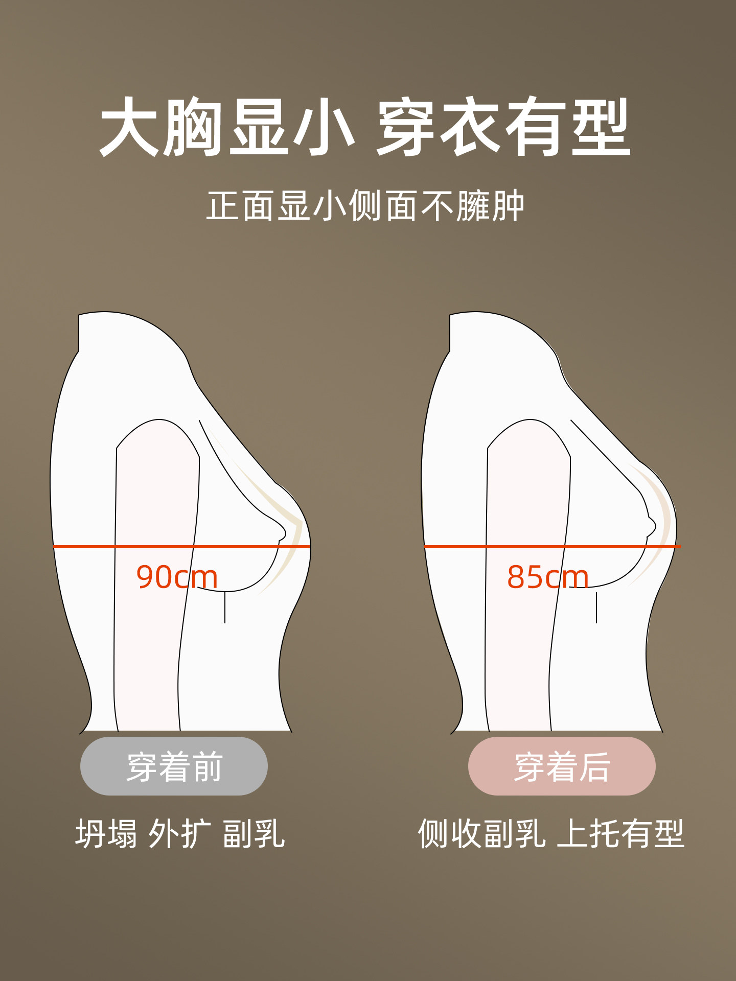 Large Bust Shaping Bra for Women, Push-Up, Anti-Sagging, Seamless, Lifting, Anti-Side Spilling, Large Bust Minimizing Bra