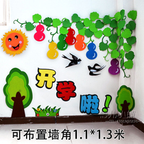 Kindergarten Decoration Black Board Newsarea Corner Placement Spring Ring Creation School Wall Decoration Classroom Placement Culture Themed Wall Sticker