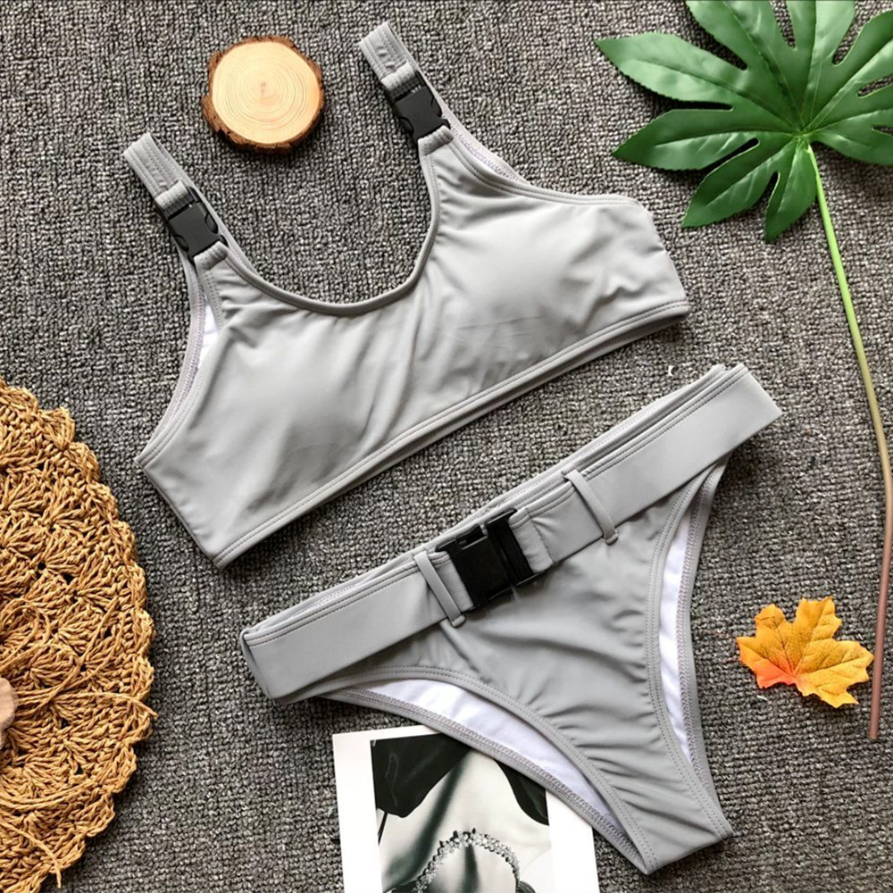 Bộ bikini màu sắc tinh khiết của phụ nữ chia áo tắm nổ mô hình khóa đồ bơi bán bikini nóng 	đồ bơi 2 mảnh cột chéo eo	