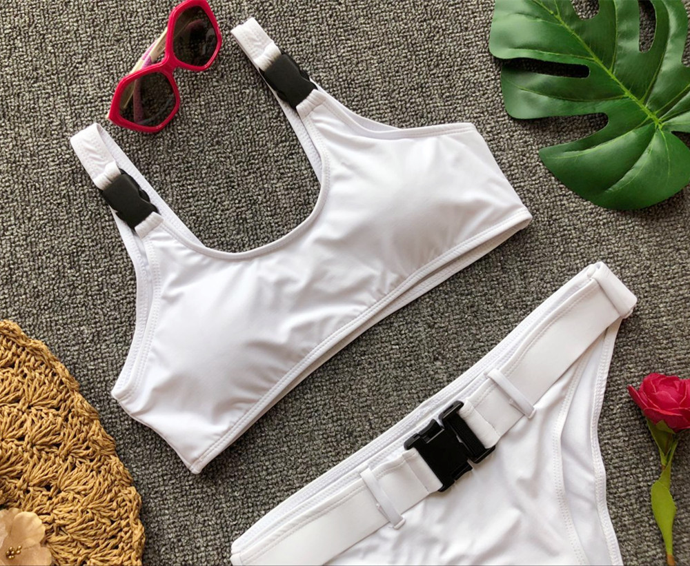 Bộ bikini màu sắc tinh khiết của phụ nữ chia áo tắm nổ mô hình khóa đồ bơi bán bikini nóng 	đồ bơi 2 mảnh cột chéo eo	