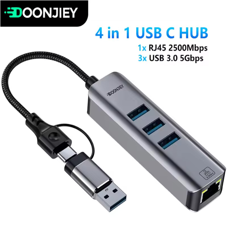 Driver-Free 2.5g Network Card Usb3.0/Type-C Ethernet Converter Docking Station Network Card Hub