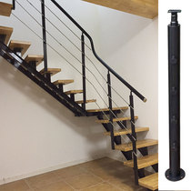  Stainless steel stair handrail guardrail Balcony Tempered glass railing Round tube brushed column Simple bay window fence