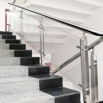  Stair handrail guardrail Stainless steel household balcony column Self-installed glass simple modern villa bay window fence