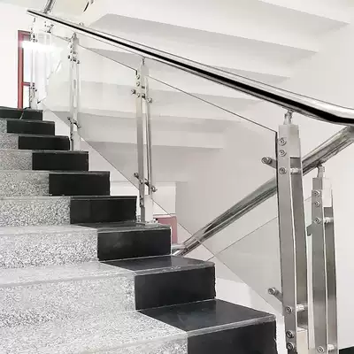 Stair handrail guardrail stainless steel household balcony column self-mounted glass simple modern villa bay window fence