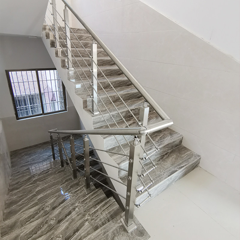 Balcony Simple column Stainless steel stair handrail fence Brushed fence Modern fashion indoor and outdoor glass railing