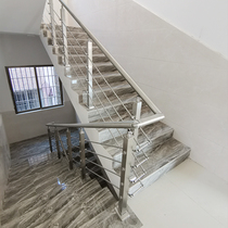  Balcony simple column Stainless steel stair handrail guardrail brushed fence Modern fashion indoor and outdoor glass railing
