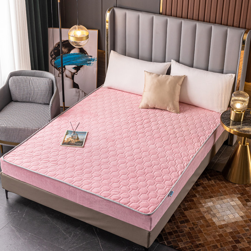 Lamb suede bunk bed in single piece thickened laminated cotton mattress cover bed cover Milk Flannel Velvet Coral Suede Winter Warm