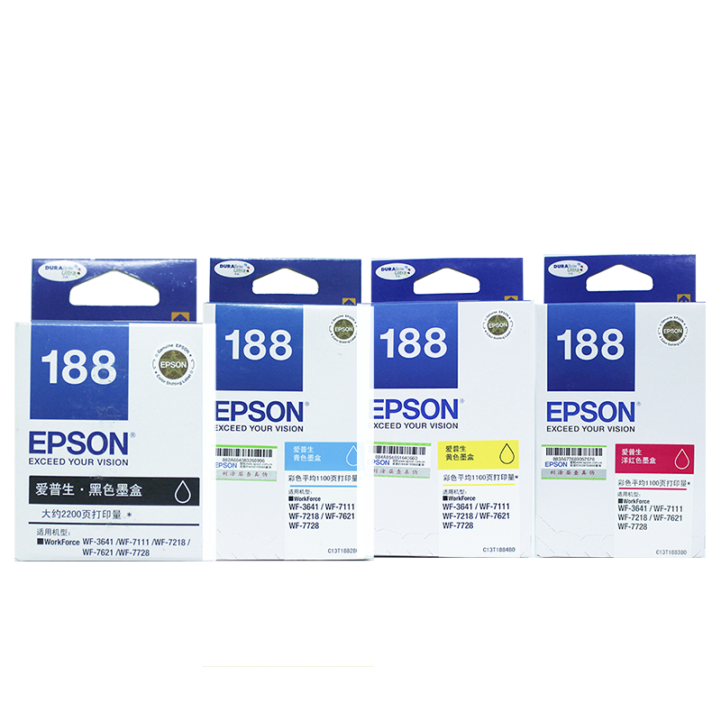 Epson 188 Cartridge WF-7111 WF-7621 WF-7218 WF-7728 WF-3641 T1881 Black T1882 T1884 Original Epson T1881 Cartridge
