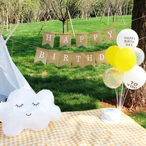 ins spring outing picnic balloon table floating bracket decoration net red outdoor scene photo props birthday party layout