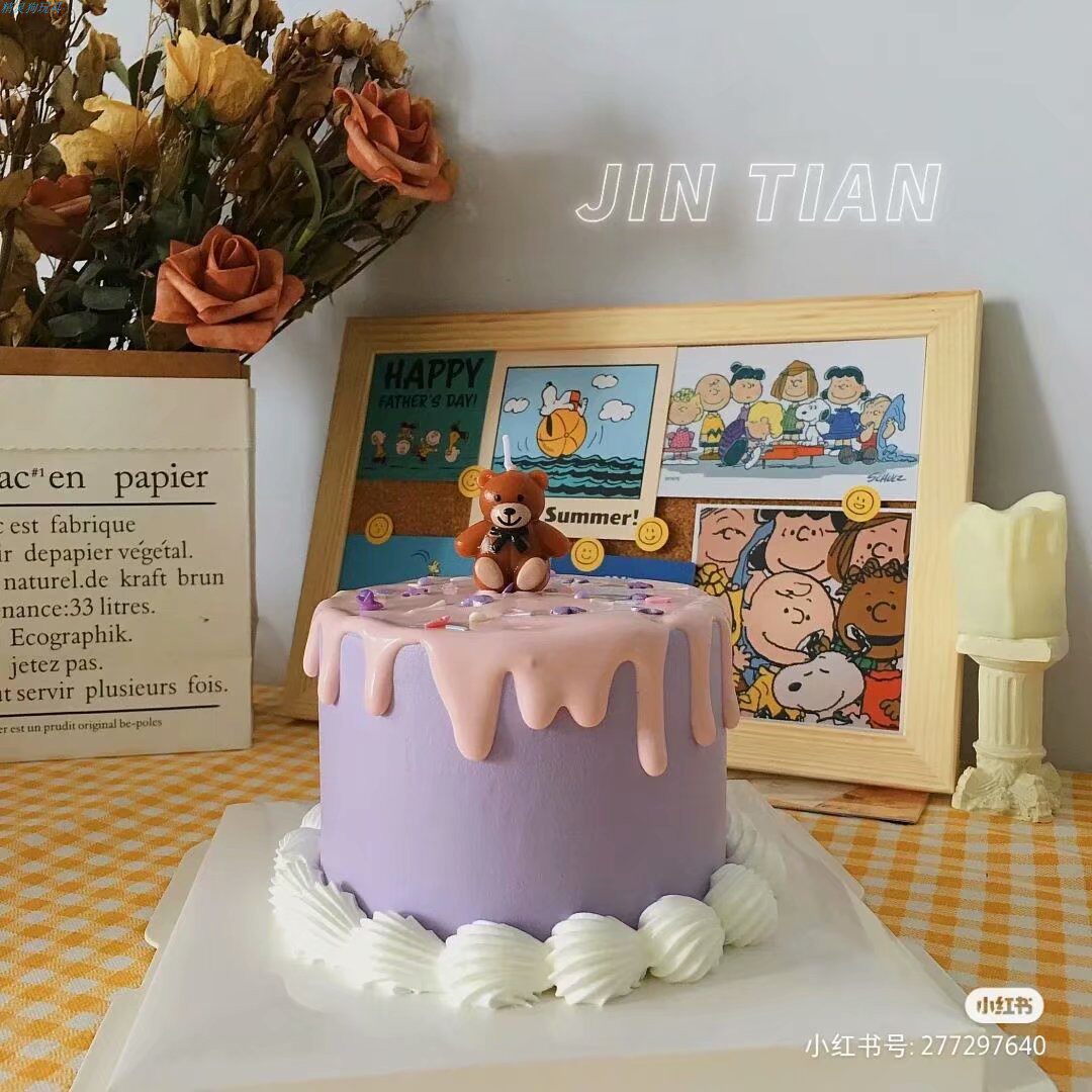 Korean Net Red in Cartoon Candle Children's Birthday Party Dress-up Couple Romantic Layout Cake Decoration