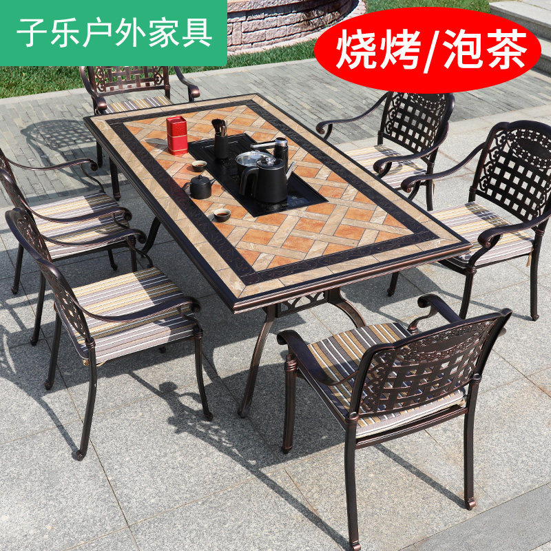 Sub Music Outdoor Patio Table And Chairs Tea Making Table Open Air Casual Cast Aluminum Barbecue Table And Chairs Outdoor Home Tea Table Table Table