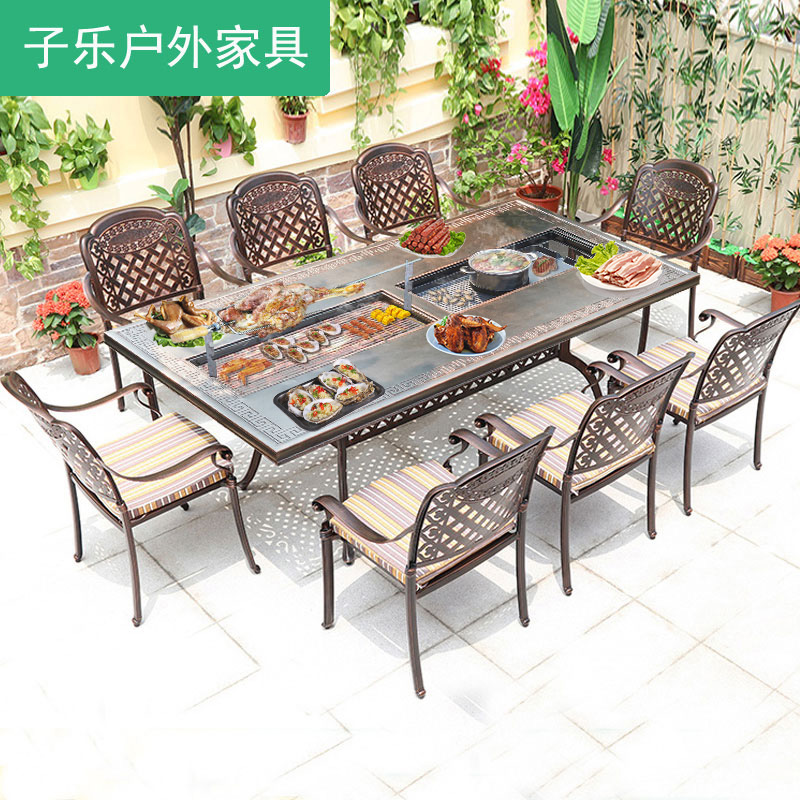 Zola Furniture BBQ Table Outdoor courtyard tables and chairs open-air garden villa household commercial tables and chairs charcoal barbecue oven