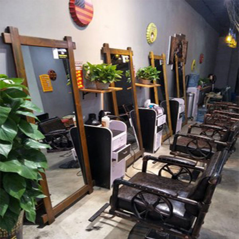 Tide Shop Hairdressingshop Retro Solid Wood Mirror Hairdressingshop Mirror Single-sided Beauty Beauty Hairdressing Mirror Desk Full Body Mirror Hair Salon Mirror