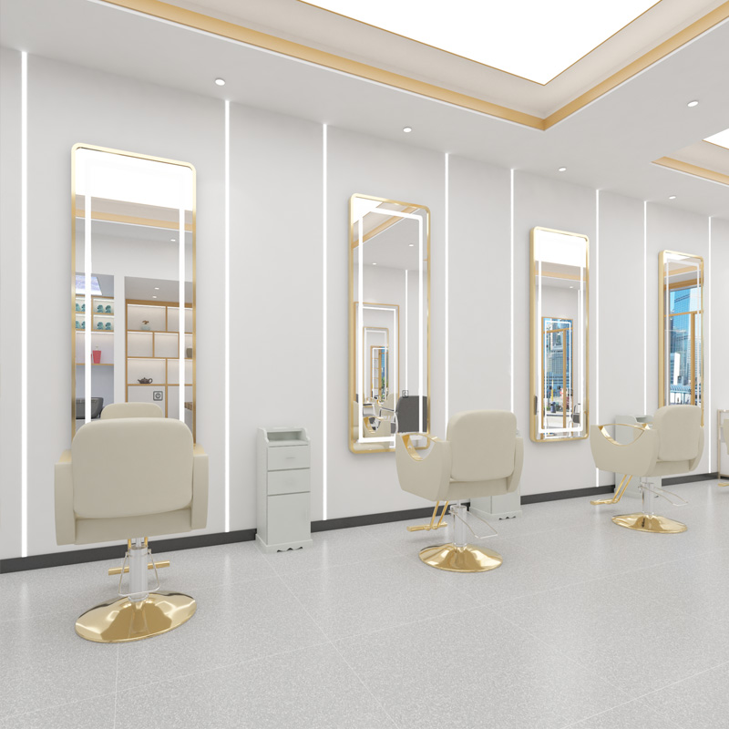 Beauty Hair Shop Mirror Hairdrestique Shop Mirror Hair Salon Private Network Red Ribbon Lamp Hanging Wall New Wall-mounted Haircut Mirror