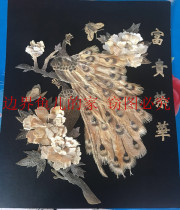 赫哲族鱼皮画 手工艺品：竖版富贵荣华（精剪画）