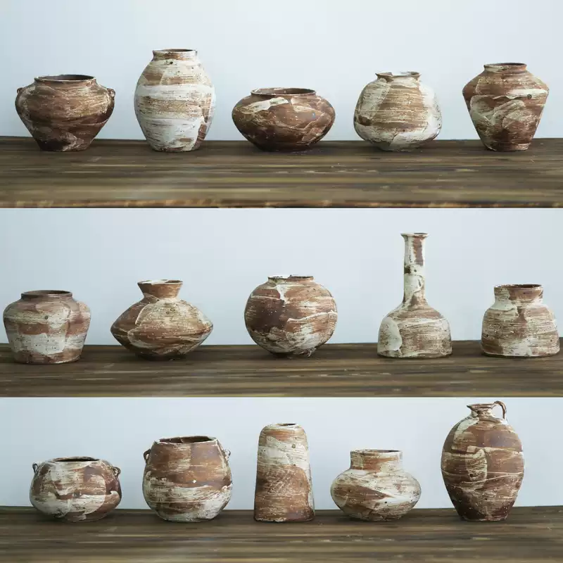 侘寂风花瓶日式手工小陶罐摆件客厅干花水培陶瓷