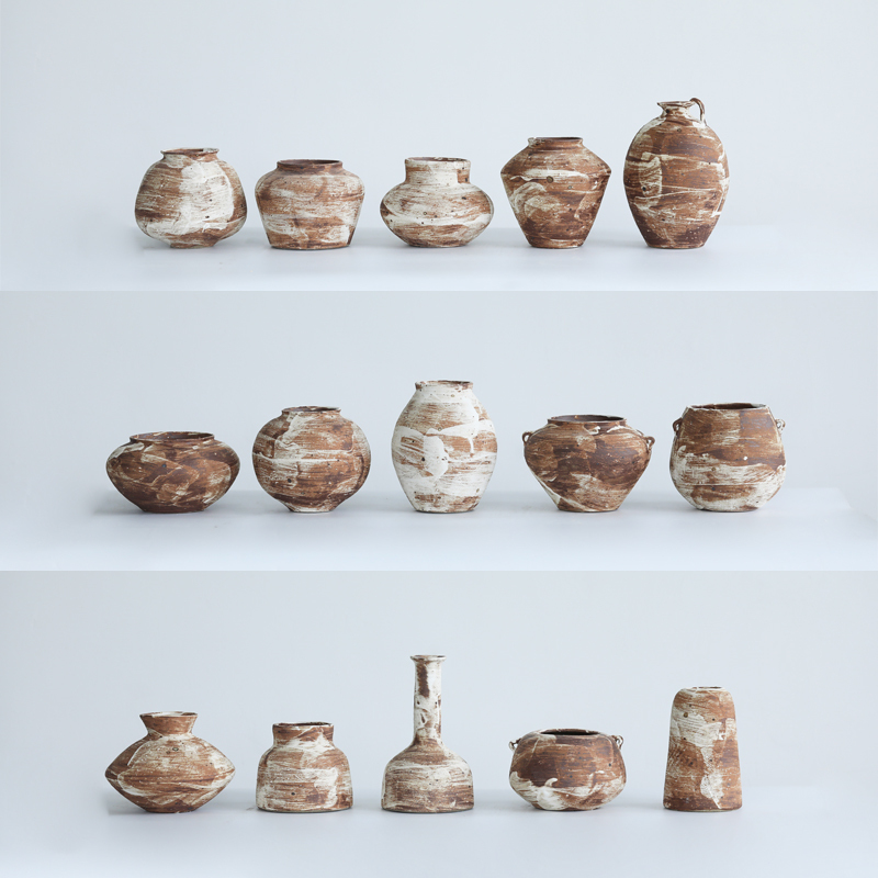 Wabi-Sabi Style Vase, Japanese Handmade Small Pottery Jar, Decorative Piece for Living Room, Dried Flowers, Hydroponic Ceramic Flower Vessel, Vintage Homestay Decoration