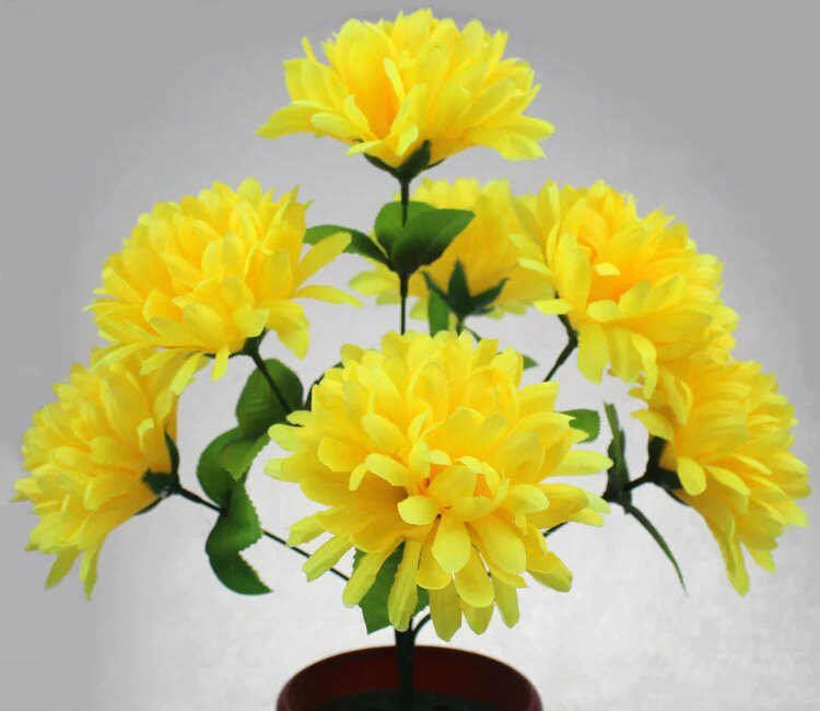 7头菊花清明仿真墓地装饰祭祀扫墓塑料绢花假花盆栽陵园花束详情7