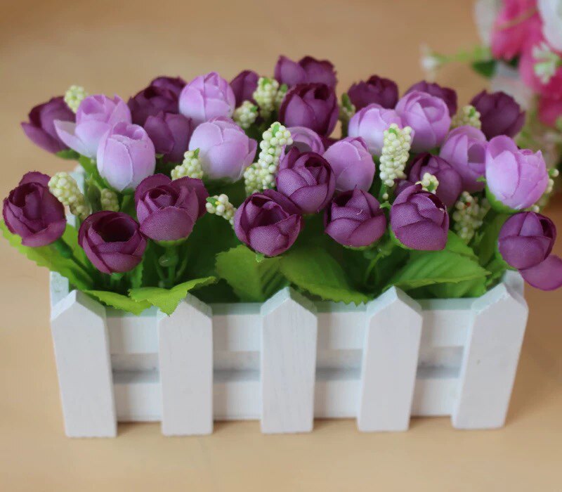 尤加利摆件木栅栏花套装仿真花假花道具盆栽花塑料花艺绿植草花详情17