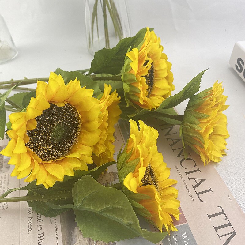 向日葵仿真花客厅摆设塑料假花摆件装饰品餐桌干花拍照道具大花束详情4